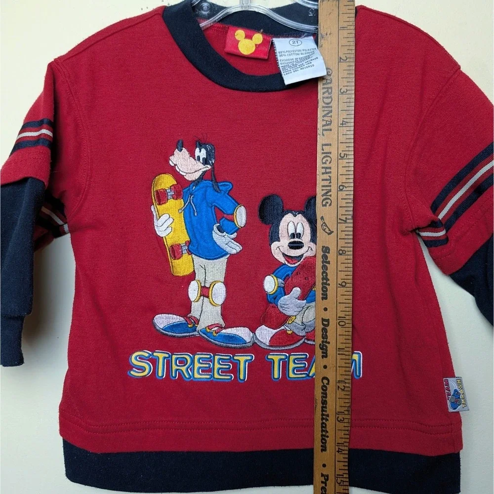 Vintage Disney Mickey Goofy Street Team Skateboarding Long‎ Sleeve Shirt Size 2T